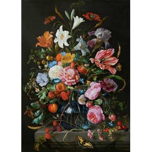 PuzzelMan (760) - Jan Davidsz de Heem: "Vase with Flowers" - 1000 brikker puslespil