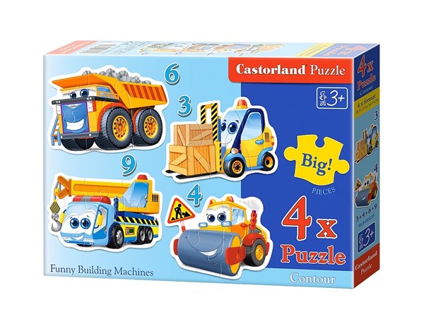 Castorland (B-005024) - "Funny Building Machines" - 3 4 6 9 brikker puslespil