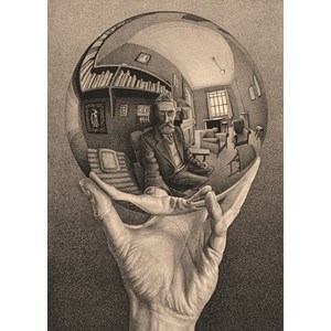 PuzzelMan (818) - M. C. Escher: "Globe in Hand" - 1000 brikker puslespil