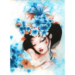 Grafika Kids (00737) - Misstigri: "Blue Flowers" - 300 brikker puslespil