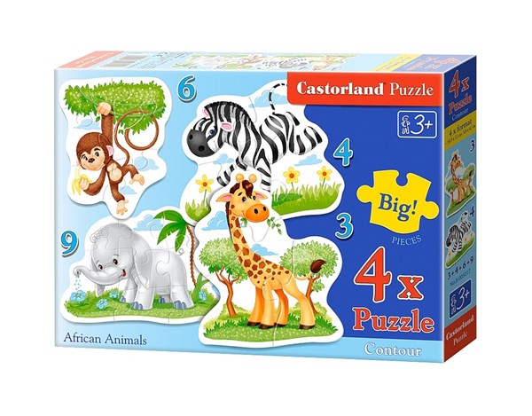 Castorland (B-005017) - "African Animals" - 3 4 6 9 brikker puslespil