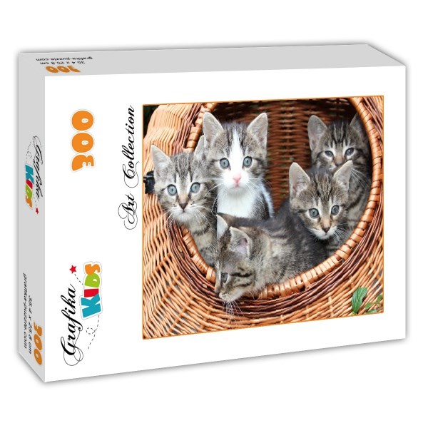 Grafika Kids (00520) - "Kittens in a Basket" - 300 brikker puslespil