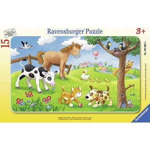 Ravensburger (06066) - "Ravensburger Rammepuslespil 15 brikker dyr" - 15 brikker puslespil