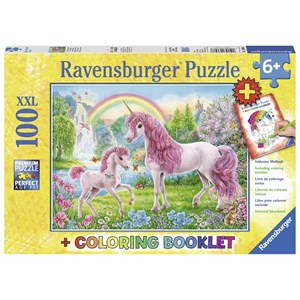 Ravensburger (13698) - "Magical Unicorns + Coloring Book" - 100 brikker puslespil