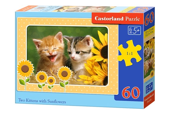 Castorland (B-06779) - "Two Kittens with Sunflowers" - 60 brikker puslespil