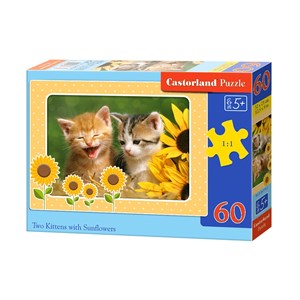 Castorland (B-06779) - "Two Kittens with Sunflowers" - 60 brikker puslespil