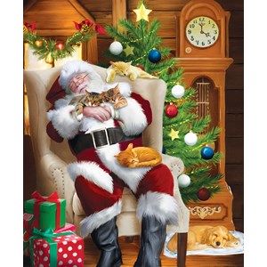 SunsOut (28698) - Tom Wood: "Santa and His Cats" - 1000 brikker puslespil