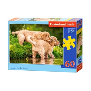 Castorland (B-06946) - "Puppies by the River" - 60 brikker puslespil