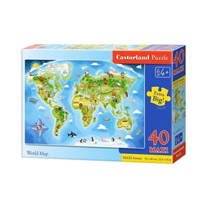 Castorland (B-040117) - "World Map" - 40 brikker puslespil