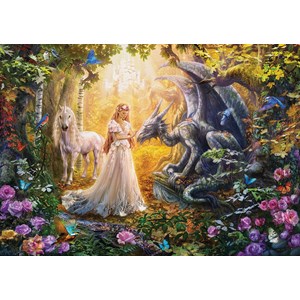 Educa (17696) - "Dragon, princess and unicorn" - 1500 brikker puslespil