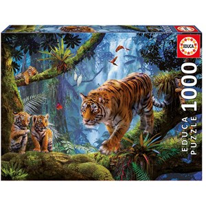 Educa (17662) - "Tigere i træ" - 1000 brikker puslespil