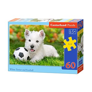 Castorland (B-06823) - "White Terrier and Football" - 60 brikker puslespil