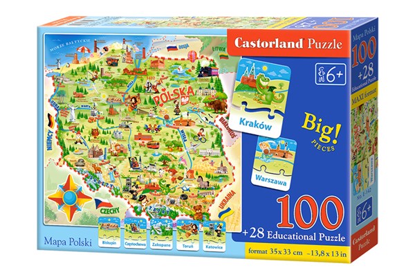 Castorland (E-142) - "Map of Poland" - 100 brikker puslespil