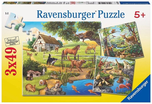 Ravensburger (09265) - "Wild, Pet and Zoo Animals" - 49 brikker puslespil