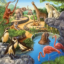 Ravensburger (09265) - "Wild, Pet and Zoo Animals" - 49 brikker puslespil