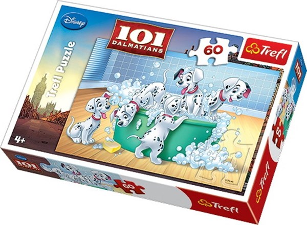 Trefl (17154) - "The 101 Dalmatians, In the Bath" - 60 brikker puslespil