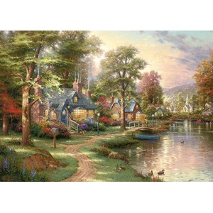 Schmidt Spiele (57452) - Thomas Kinkade: "The House near the Lake" - 1500 brikker puslespil