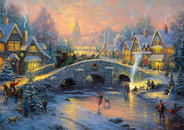 Schmidt Spiele (58450) - Thomas Kinkade: "Spirit of Christmas" - 1000 brikker puslespil