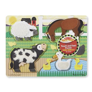 Melissa and Doug (4327) - "Farm Touch and Feel Puzzle" - 4 brikker puslespil