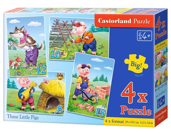 Castorland (B-04300) - "The 3 Little Pigs" - 8 12 15 20 brikker puslespil