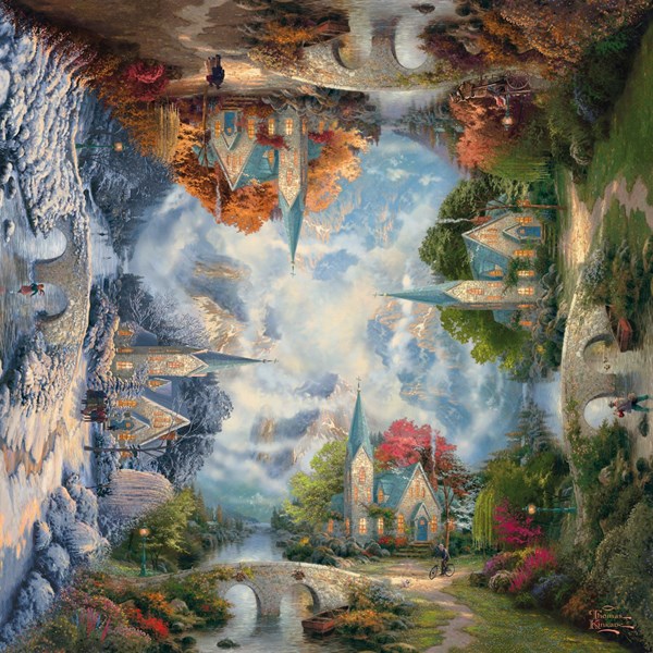Schmidt Spiele (59295) - Thomas Kinkade: "Chapel in the mountain" - 1000 brikker puslespil
