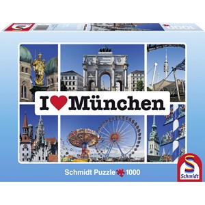 Schmidt Spiele (59284) - "I love München" - 1000 brikker puslespil