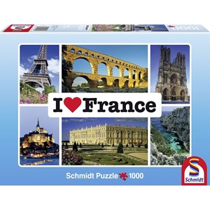 Schmidt Spiele (59282) - "I love France" - 1000 brikker puslespil
