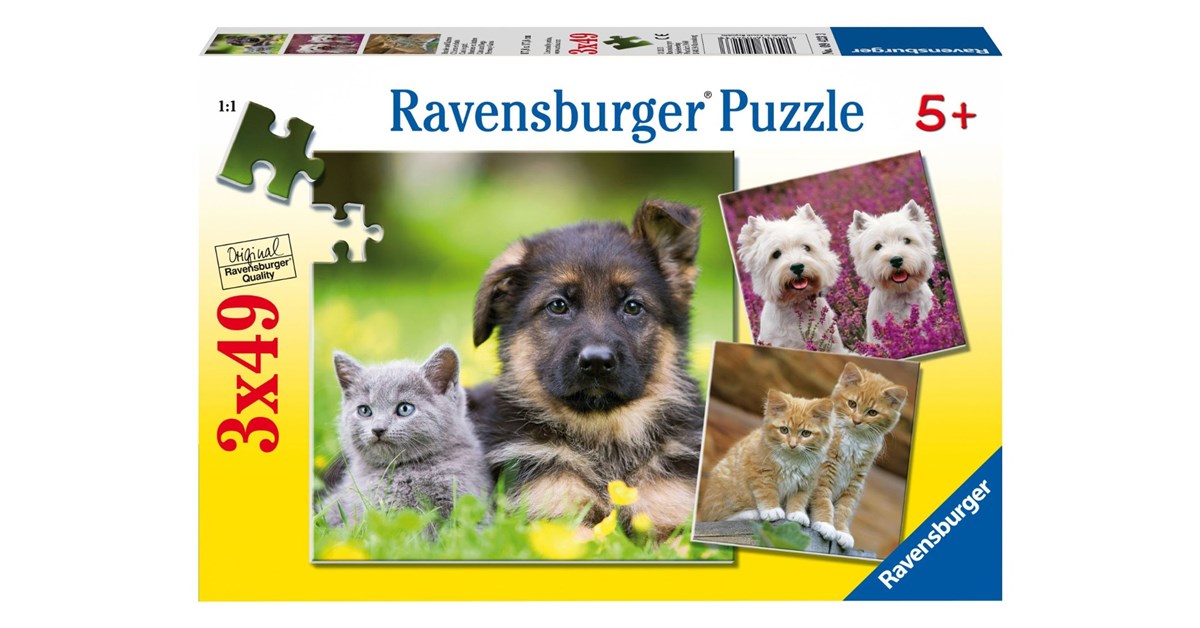 → Ravensburger (09423) - "Hunde Katte" - 49 brikker puslespil