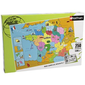 Nathan (86933) - "Kort over Frankrig" - 250 brikker puslespil