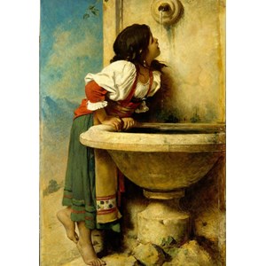 Grafika (00453) - Leon Bonnat: "Fille Romaine à la Fontaine, 1875" - 1000 brikker puslespil