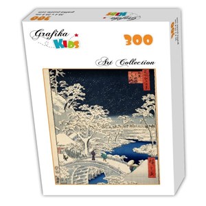 Grafika Kids (00274) - Utagawa (Ando) Hiroshige: "Drum bridge at Meguro and Sunset Hill, 1857" - 300 brikker puslespil