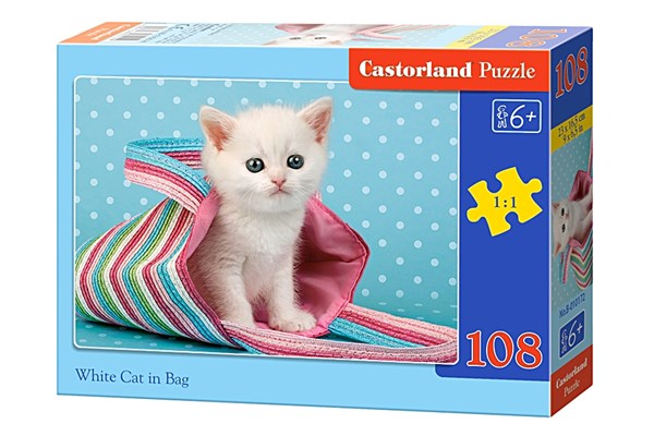 Castorland (B-010172) - "White Cat in Bag" - 108 brikker puslespil