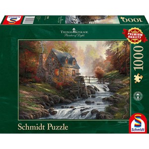 Schmidt Spiele (57486) - Thomas Kinkade: "The Old Mill" - 1000 brikker puslespil