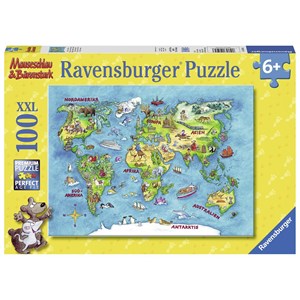 Ravensburger (10595) - "Worldmap" - 100 brikker puslespil