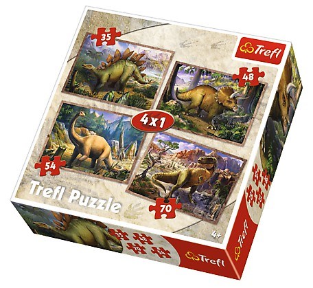 Trefl (34249) - "Dinosaurs" - 35 48 54 70 brikker puslespil