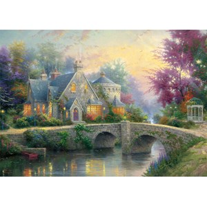 Schmidt Spiele (59468) - Thomas Kinkade: "Lamplight Manour, Winter at Lamplight Manour" - 1000 brikker puslespil