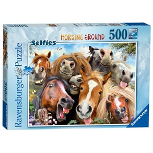 Ravensburger (14695) - "Selfies, Horsing Around" - 500 brikker puslespil