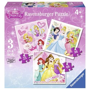 Ravensburger (07008) - "Disney Princess" - 25 36 49 brikker puslespil