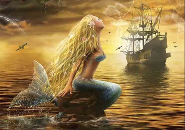 Gold Puzzle (61406) - "Mermaid" - 1000 brikker puslespil