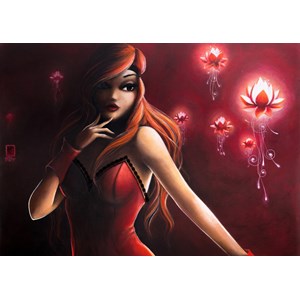 Grafika (T-00114) - Misstigri: "Red Light Flower" - 1000 brikker puslespil