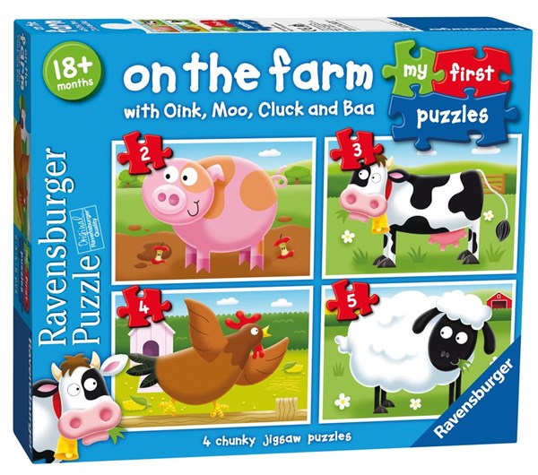 Ravensburger (07302) - "On the Farm" - 2 3 4 5 brikker puslespil