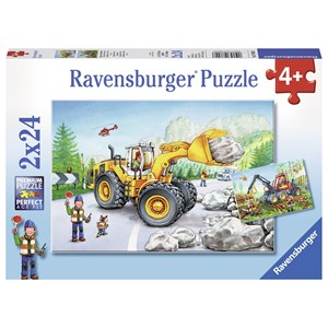 Ravensburger (07802) - "Gravemaskiner og skovstraktor" - 24 brikker puslespil