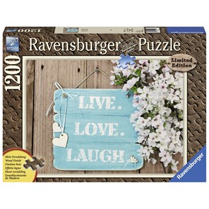 Ravensburger (19913) - "Wood Finish, Live, Love, Laugh" - 1200 brikker puslespil