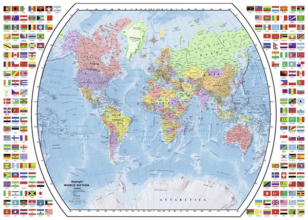 Ravensburger (19633) - "Political World Map" - 1000 brikker puslespil
