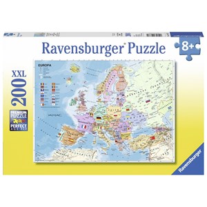 Ravensburger (12837) - "Politische Europakarte" - 200 brikker puslespil