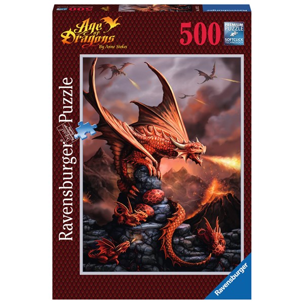 Ravensburger (14747) - Anne Stokes: "Fiery Dragon" - 500 brikker puslespil