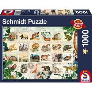 Schmidt Spiele (58285) - "Animal Stamps" - 1000 brikker puslespil