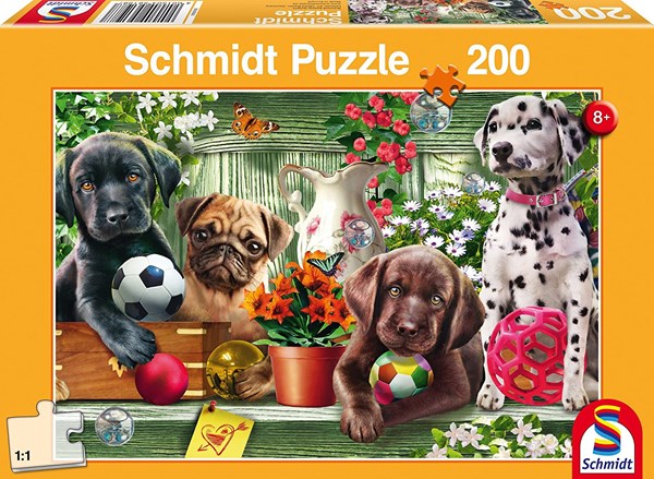 Schmidt Spiele (56198) - "Hundehvalpe" - 200 brikker puslespil