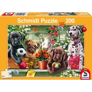 Schmidt Spiele (56198) - "Hundehvalpe" - 200 brikker puslespil