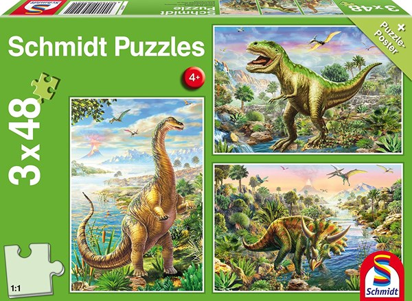 Schmidt Spiele (56202) - "Eventyr med dinosaurer" - 48 brikker puslespil